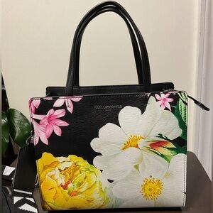 Karl Lagerfeld Black Floral Satchel